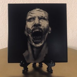 Zombified joker fan art laser engraved ceramic